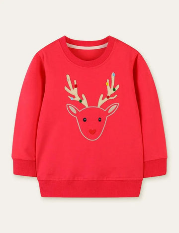 Elk Appliqué Embroidered Sweatshirt - Mini Taylor